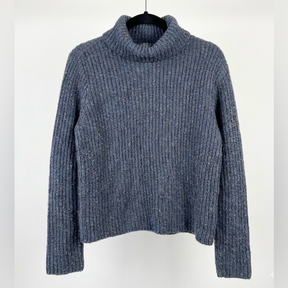 Vintage United Knitwear Blue Marled Chunky Turtleneck Sweater USA S